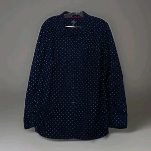 Blusa abotonada ST JOHN'S BAY azul marino con puntos blancos, para mujer 3XL 100 % algodón  - Imagen 1 de 9