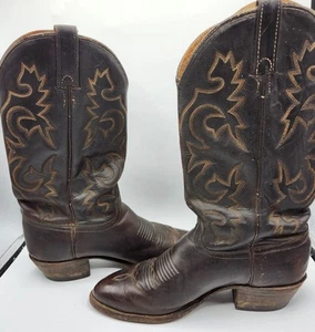 J. Chisholm Herren 9,5 D Braun Leder Western Cowboy Handarbeit Überziehstiefel - Bild 1 von 19
