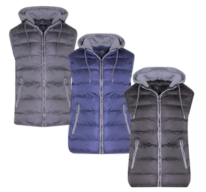 Uomo Cappuccio Gilet con Foderato Outdoor senza Maniche Imbottito Giacca - Picture 1 of 3