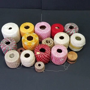 VTG Cotton Thread 17pc Used Colors Tatting Quilt what you see is what you get - Picture 1 of 4