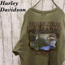 Rare Harley-Davidson Short Sleeve T-Shirt Double-Sided Print L Green Thin