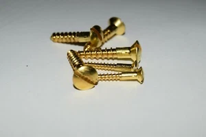 SOLID BRASS SLOTTED COUNTERSUNK RAISED  HEAD WOOD SCREWS  - Picture 1 of 3