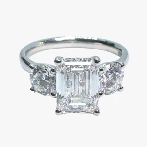 Emerald Trilogy Diamond Engagement Ring GIA Certified 1.51 G/VVS2 Gold/Platinum - Picture 1 of 9