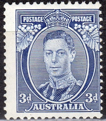 AUSTRALIA #170 1937-46 3p Ultramarine MNH Foto 1 de 2