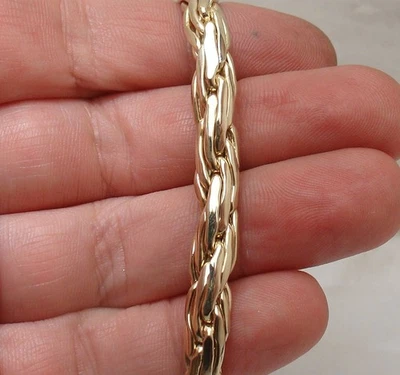 Technibond 圆顶扭转绳椭圆形手链 14K 镀黄金银色 — 第 1/4 张图片