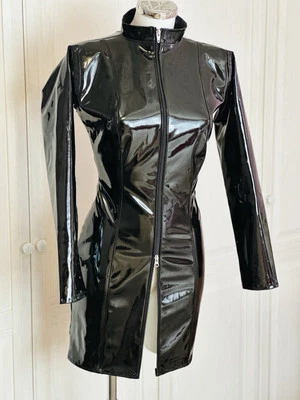 Misfitz black PVC mini dress, two way zip. SIZE 26.  CD Goth Fetish Club - Image 1 of 4