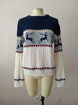 Suéter Tejido Años 70 De Colección. Reno Talla M Esquí Campamento Exterior Foto 1 de 4
