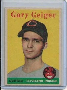 1958 Topps Baseball Card Gary Geiger O/F Cleveland Indians EX MINT S/P # 462 - Picture 1 of 2
