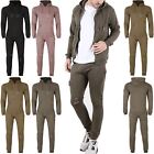 Mens Ripped Destroyed Cut Zip Up Hooded Top Pockets Trouser Loungewear Tracksuit