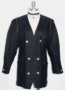 BLACK LINEN Women Austria Hunting Riding Tux Dress Suit Coat JACKET/Eu 40/10 M - Picture 1 of 7