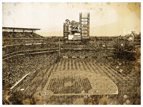 Philadelphia Phillies Poster Print Sketch Wall Art Man Cave Decor 12x16" Cover