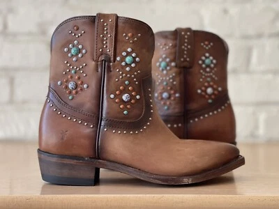 Botas Frye Billy Stone Cortas Tachonadas Coñac Mujer Talla 7.5B Hechas en México Nuevas Foto 1 de 4