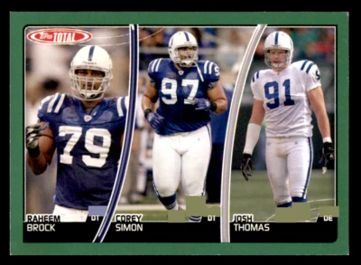 2007 Topps Total Josh Thomas / Corey Simon / Raheem Brock    #129 Colts - Image 1 of 2