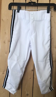 * YOUTH * ATHLETIC  BOYS WHITE BASEBALL PANTS WITH BLACK STRIPES * SIZE 24-26 * - Image 1 of 2