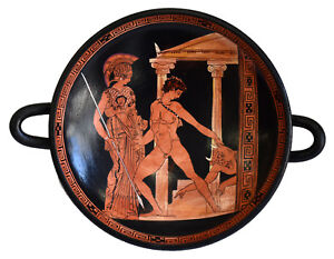 Victory of Theseus over the Minotaur in the presence of Athena small Kylix Vase