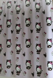 Hello Kitty Shower Curtain Pink Halloween 72x72" Black Cat Skulls Sanrio New 24' - Picture 1 of 4