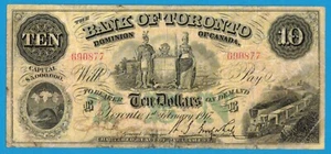 Canada Bank of Toronto 1917 $10 Chartered Note CH-715-24-36  - Tape - Picture 1 of 2