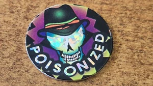 Vintage Pog Milk Cap Poisonized Skull Hat Holographic - Picture 1 of 3