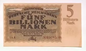 1923 Alemania Reichsbahn billete de 5 billones/5.000.000.000.000 de marcos - Imagen 1 de 2