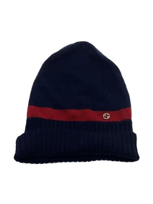 GUCCI Beanie ap with Interlocking G Motif Knit ap M Wool NVY Men s 494598 - Image 1 of 4