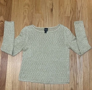 Eileen Fisher 100% Leinen Pullover U-Boot Ausschnitt Strickpullover Gr. Medium beige hellbraun - Bild 1 von 11