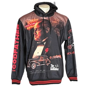 Members Only  The God Father” Black Full Graphics Hoodie Sz L - Picture 1 of 8
