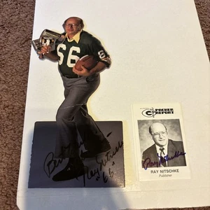 1990 Packers Spielplan signiert Ray Nitschke und signiert Standee Lot Gb Football - Bild 1 von 7