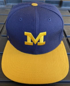 Vintage 90s Michigan Wolverines American Needle Blockhead Snapback Hat Cap - Picture 1 of 11