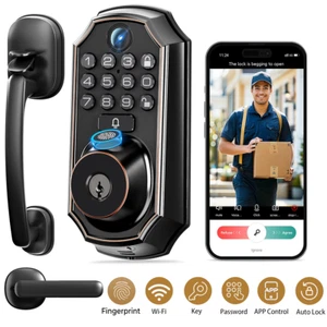 ARPHA Cerradura de Puerta Inteligente Seguridad Huellas Dactilares Cámara WiFi APP Timbre + Perillas - Imagen 1 de 11