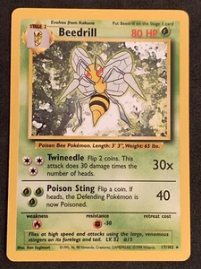 Pokémon 1999 Shadow Base Set Beedrill (Pokemon Sammelkarte 17/102) - Bild 1 von 3