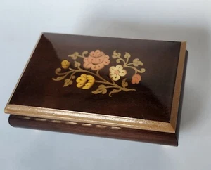 Intarsitalia Made Italy Wood Floral Flowers Inlay Jewelry Trinket Box Keepsake - Picture 1 of 16