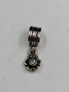 Pandora Sterling Silver Ale S925 Daisy Pink Cubic Zirconia Dangle Charm - Picture 1 of 5
