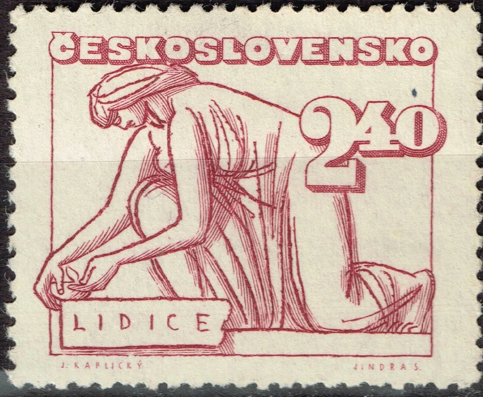 Czech WW2 Lidice Destruction in 1942 stamp MLH A-10 - Image 1 of 1