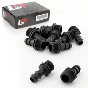 10x Steckverbinder gerade gerippt 16x1/2" Reduzierung Bewässerungssystem PE-Rohr - Picture 1 of 8