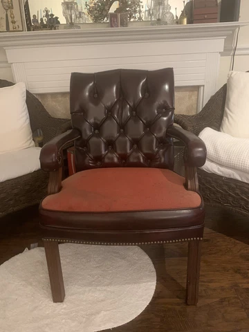 Vintage Red Leather Studded Throne Cover