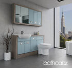 BATHROOM FITTED FURNITURE DUCK EGG BLUE/DRIFTWOOD A1 1500MM WITH WALL UNITS - BA