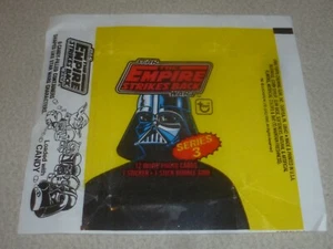 DE COLECCIÓN 1980 TOPPS STAR WARS ESB 3 PEGATINAS DE TARJETA DE PELÍCULA PAQUETE CAJA ENVOLVENTE VADER - Imagen 1 de 2