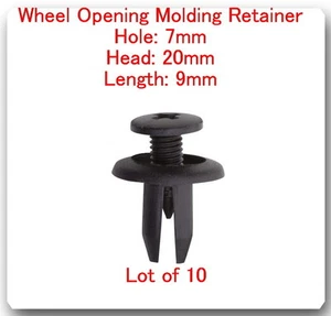 10 Pc Wheel Opening Molding Retainers Hole: 7mm Head 20mm L: 9mm Fits Toyota - Picture 1 of 1