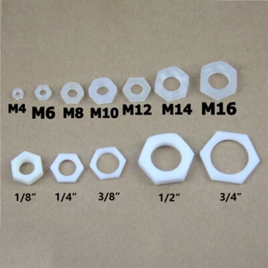 PP/PE Plastic Hex Nuts with Seal Gasket M4-M16 1/8"-3/4"  Tube Fitting Fixed - Picture 1 of 7