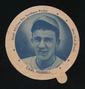 1938 Dixie Tapas 2 5/16" Capucha Trasera Carl Hubbell New York Giants En muy buena condición-excelente - Imagen 1 de 2