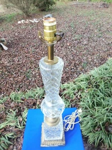 CORINTHIAN COLUMN LAMP HOLLYWOOD REGENCY BRASS CRYSTAL MARBLE PAUL HANSON? - Picture 1 of 8