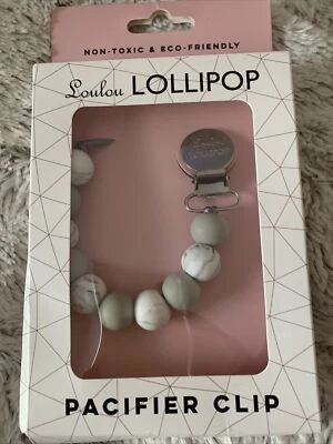 Loulou Lollipop Lolli Silicone Pacifier Clip Marble Gray New  - Image 1 of 4