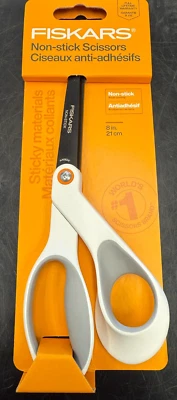 New Fiskars 8" Non-Stick Titanium Scissors with Softgrip, Orange & Grey - Imagem 1 de 2
