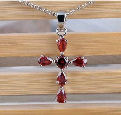 7 Цветов моды женщин ювелирных изделий уникальный крест кристалл цирконий подвеска ожерелье AAA - Изображение 1 из 4