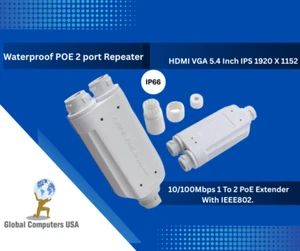 Waterproof POE 2 port Repeater IP66 10/100Mbps 1 To 2 PoE Extender With IEEE802. - Picture 1 of 6