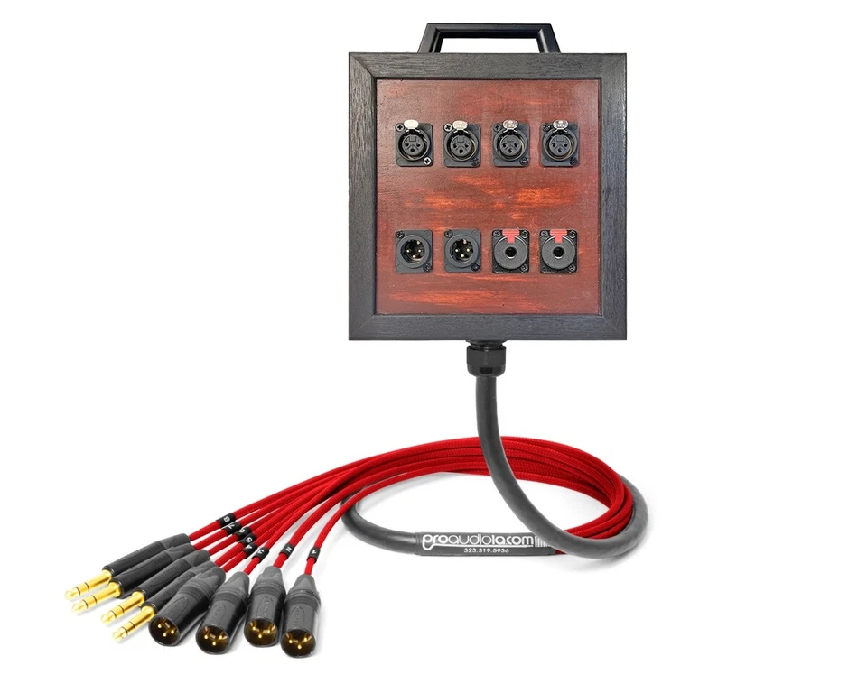 8-Ch Wooden Wall Box | Mogami 2932 & Neutrik Gold | Premium | Red | 5 Feet - Image 1 of 1