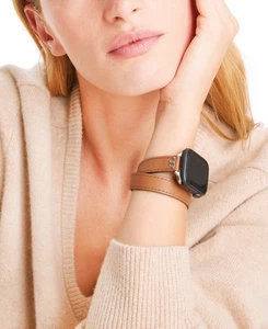 Bracelet Apple Watch Tory Burch Bagage Cuir Double Enroulement 38 mm ~ 46 mm - Photo 1 sur 7