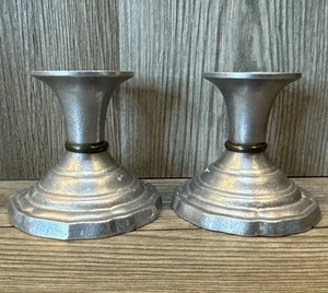 2 Vintage Wilton Pewter 3.5" Candle Holder Candlesticks,USA - Picture 1 of 9