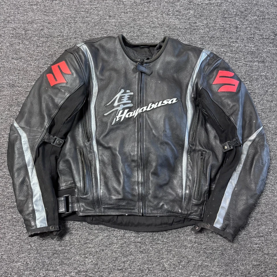 Chaqueta acolchada de cuero para motocicleta Suzuki Hayabusa - para hombre talla 48 negra Foto 1 de 4