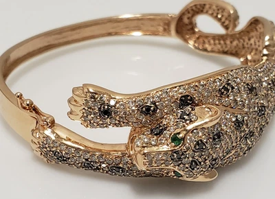Brazalete Brazalete Pantera Esmeralda y Diamantes Oro Rosa 14k EFFY Foto 1 de 4
